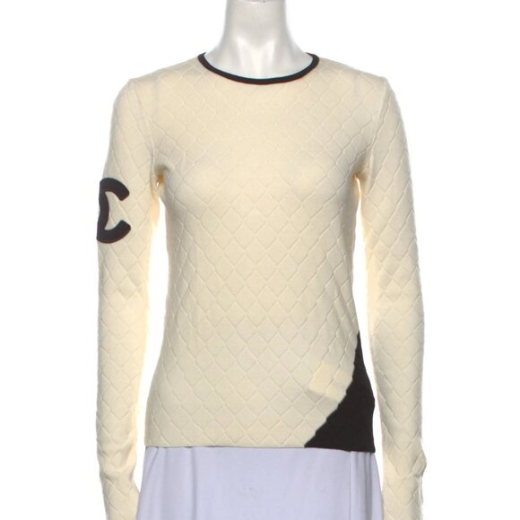 Chanel CC Logo Cambon Quilted  Sweater From 2005A Collection - Picture 1 of 16
